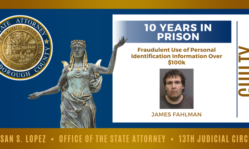 Tampa Man Will Spend 10 Years in Prison for Stealing Identities in Scheme to Defraud Homeowners